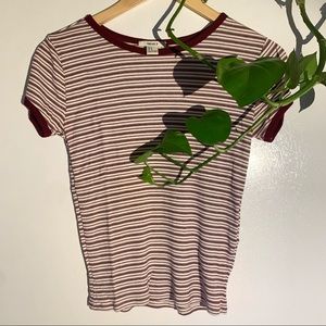 Forever 21 Ribbed Striped Crew Neck Tee